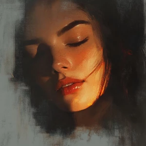 Create a high-resolution woman portrait that masterfully plays w...