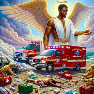 Create a realistic 3D oil painting depicting a scene of emergenc...