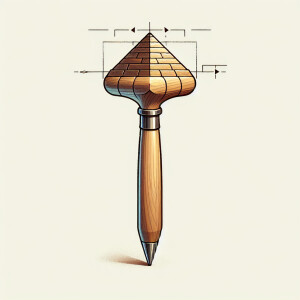 Design an image of a wooden tool with a handle shaped for ergono...