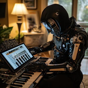 Ai music man. Making custom songs with his ipad