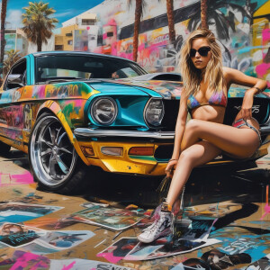 2022 mustang 5.0 parked at the beach with all girls in bikini’s...