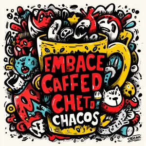 /imagine hand-drawn coffee cup overflowing with swirling steam t...