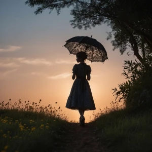 Silhouette girl portrait