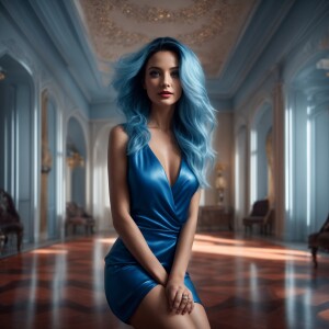 Design an 8K resolution, 3D photorealistic image of a poised wom...