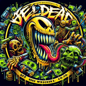 Create a professional , horror-themed circular brand logo featur...