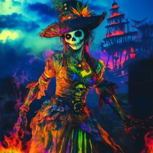 diabolical uv reactive zombie with a conjuring demon effect wear...