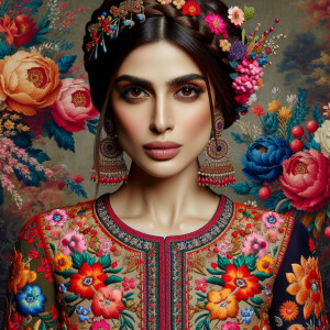 The image features an individual wearing a brightly colored trad...