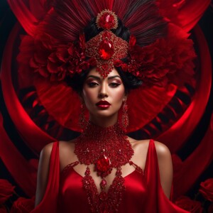 A photorealistic image of an enchanting Ruby Goddess, complete w...