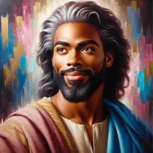 An oil painting of a light-skinned African American man resembli...