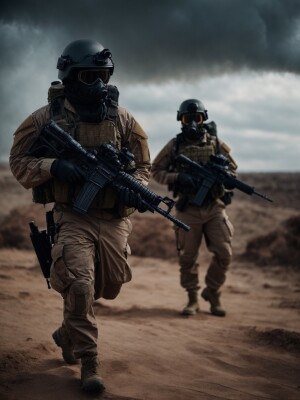 special forces with ghost mask and full gear