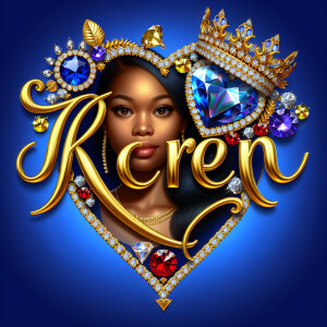 VCraft a 3-D image showcasing the name 'KAREN' in a luxurious go...