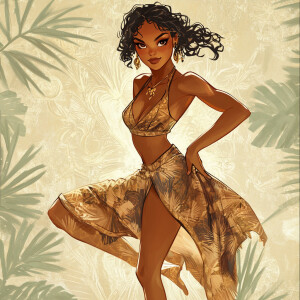 Create an image of Kali, characterized by her poised and self-as...