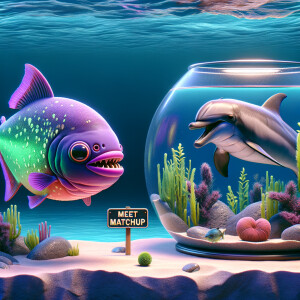 Realistic
Ocean
Cute Purple neon green piranha with no teeth....
