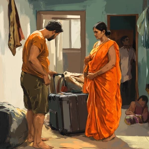 art style hd 1:1 ,a 54-year-old Gujarati mother who works as a h...