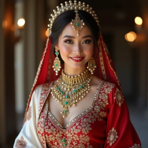 beautiful bride in traditional turkish wedding dress