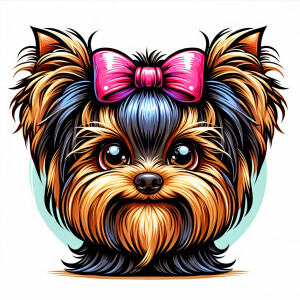 caricature of a Yorkshire terrier, with really exaggerated featu...