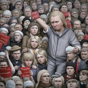 Draw the poor Russian people who are suffering from their politi...