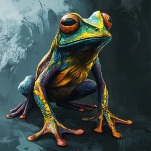 Create an image of an alien frog featuring characteristics of an...