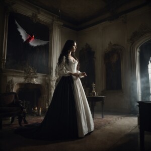 Illustrate a hyper-realistic scene set in the 19th century insid...