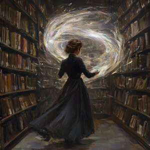A Librarian Discovering a Portal to Another World Between Booksh...