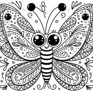 1200 dpi line art of a comical whimsical butterfly