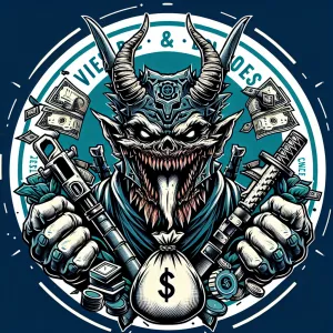 Create a bold horror themedmascot logo featuring a menacing crea...