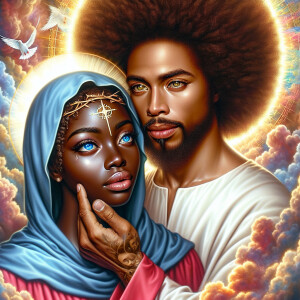 Ensure that the image distinctly represents both Jesus Christ an...