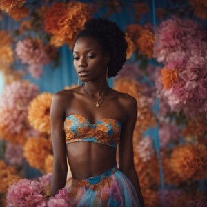 beautiful slender African girl, 25 years old, wearing a tiny hal...