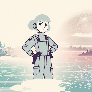 1990s anime screencap, girl a plugsuit, standing with hands on h...