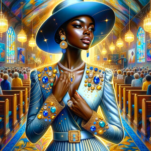 A spiritually enriching illustration portrays an African America...