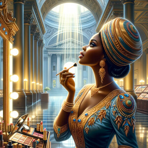 Create an airbrush oil painting of an African American woman wit...