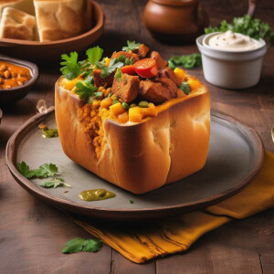 Bunny Chow: A South African street food dish consisting of a hol...