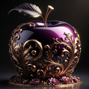 Envision a lustrous, oversized apple with a surface that gleams...