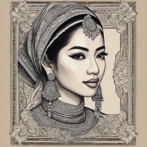 Abstrak Guru perempuan mengajar di ruang kelas tradisional denga...