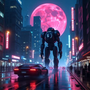 Create a hyper-realistic image of a futuristic neon-lit cityscap...