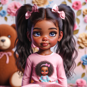 Refine the 3D realistic image of a four-year-old African-America...