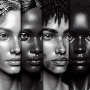 a beautiful woman, in the style of texture-rich layers, dark bla...