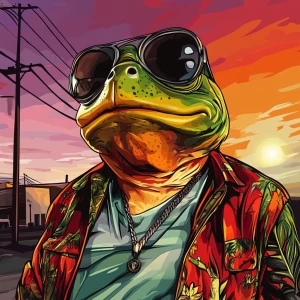 MEME PEPE in GTA art style — — in the style of a Grand Theft Au...