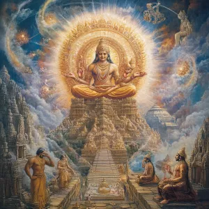 Describe the concepts and structures of Hindu cosmology, includi...