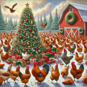 Chickens celebrate the holidays