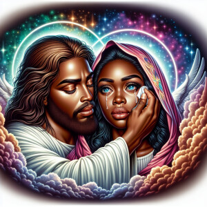 Ensure that the image distinctly represents both Jesus Christ an...