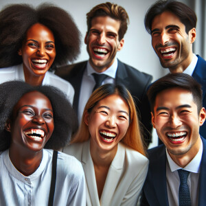 Empresarios riendo a carcajadas