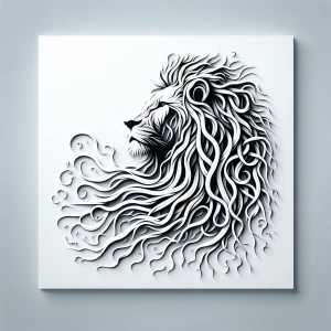 Create a minimalistic black and white 2.5d base relief art piece...