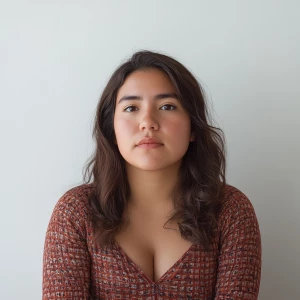 Generate an image of a young Mexican woman, aged 23, with a full...