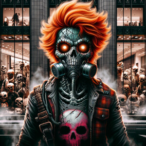 dark art zombie wearing the original clothes of chucky,skull des...