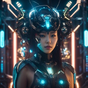 Futuristic cyborg cat, manhwa korean, looking to the side, mecha...