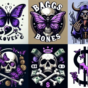 Create a series of five distinct logos:

1. A playful "Baby love...