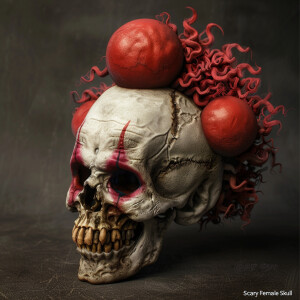 Title: "Scary Female Clown Skull"

Prompt: Create an ultra-detai...