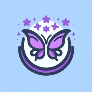 Baby loves logo with butterflies and purples
