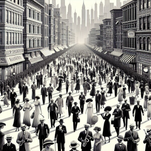 A soul city of jazz in New York, 1920s people dressed like the e...